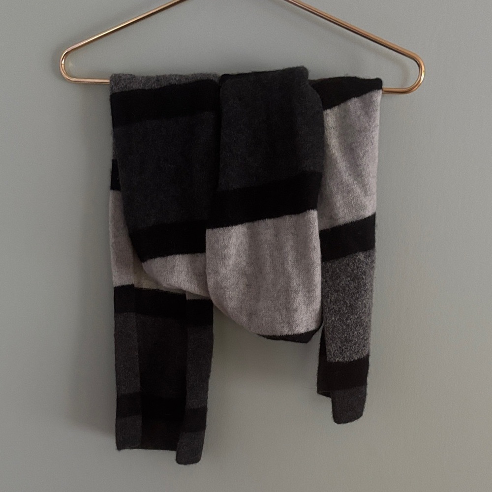Unbranded Long Super Warm Grey Black Striped Wool Fall Winter Scarf Women’s